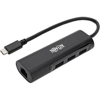 Hub USB-C 3 Puertos con Ethernet Gigabit, Adaptador USB-C a 3x USB-A 3.0, Compatible con Thunderbolt 3, Negro