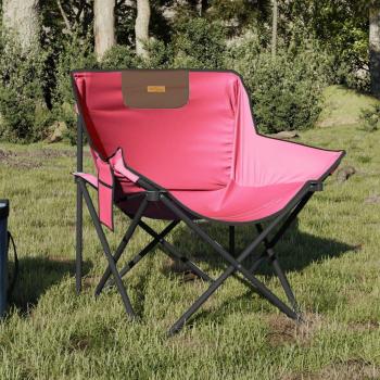 Sillas de camping con bolsillo plegable 2 piezas rosa