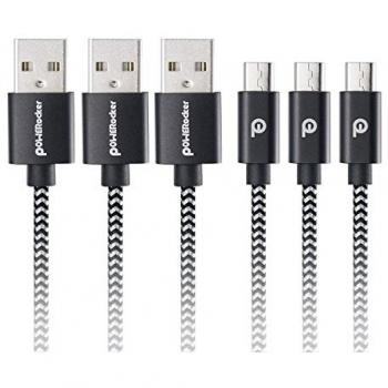 [material antiburbujas, 3 unidades] Micro USB Cable, powerocker 5 ft