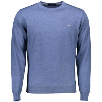 Elegant Wool Crewneck Sweater - XXL, Harmont & Blaine Round-neck Knitwear, Male, Blue, Size: 2XL Blue Wool Sweater with Logo