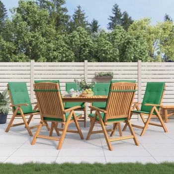 Reclining Garden Chairs with Cushions Set of 6 Solid Teak Wood