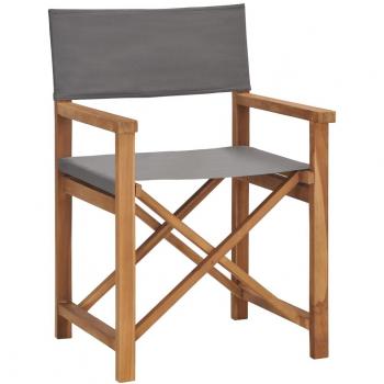 Silla Director en madera maciza gris teca con estructura robusta, diseño elegante, acabado en color gris, material de madera de teca resistente a la intemperie y fácil mantenimiento