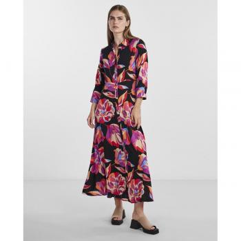 Vestido largo camisero de mujer Savanna multicolor ajuste holgado XS