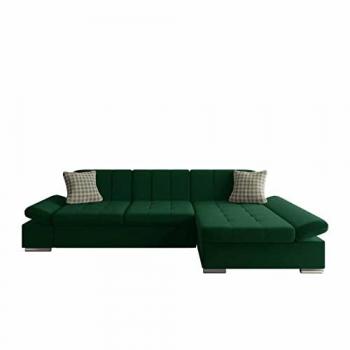 Sofá rinconero Comfivo 219, color verde, medidas 278x151x76cm, con reposabrazos regulables