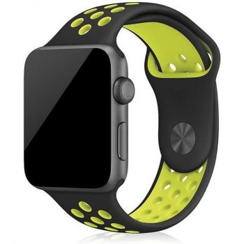 Correa deportiva de silicona Compatible con Apple Watch de 38-40-41mm Talla M-L 23x2x0,2 cm. Negro