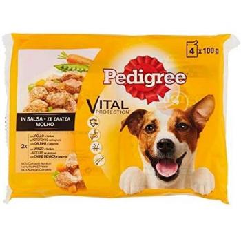 Pedigree Multipack Comida Húmeda para Perros Adultos, Sabores Pollo y Buey con Verduras en Salsa, 4 x 100g