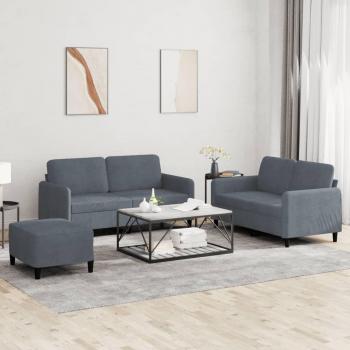 Conjunto de sofá de terciopelo gris oscuro de 3 piezas con estructura resistente, tapizado en terciopelo suave, cojines acolchados para mayor comodidad, diseño elegante y moderno, fácil de limpiar y mantener