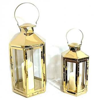 Farol DKD Home Decor 24 x 21 x 46 cm Cristal Dorado Acero Oriental