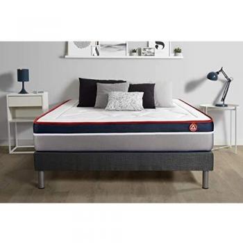 Somier gris VITALIT + Colchón viscoelástico 140 x 200 cm - Confort firme, 26 cm de grosor