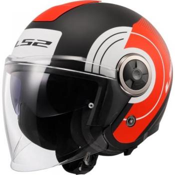 LS2 OF620 Classy Disko Casco Jet Negro Rojo Blanco (L)