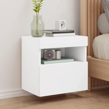 Mueble TV de pared con luces LED 2 uds, blanco, 40x30x40 cm, vidaXL