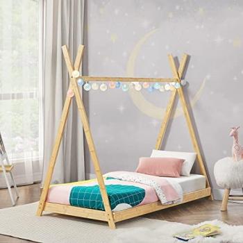 Cama infantil Vimpeli Tipi indio de bambú natural 90 x 200 cm