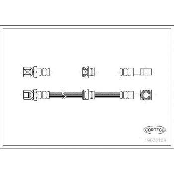 Latiguillo de freno CORTECO 19032169 - Manguera flexible para sistema de frenos, fabricada con materiales de alta calidad, resistente a la presión y al desgaste, compatible con varios modelos de vehículos, incluye conectores