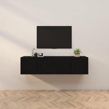 Mueble para TV de Pared Negro 2 Piezas 80x34,5x40 cm