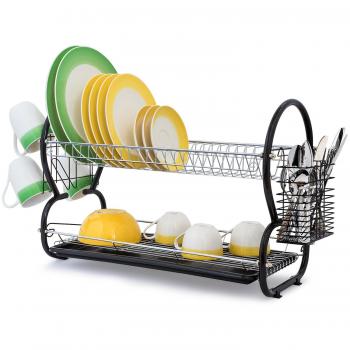 art moon Desert Escurridor Platos 2 Estantes con Bandeja Extraíble con Soporte para Vasos y Cubiertos