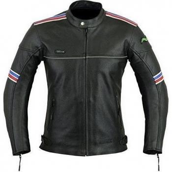 Mens RIDEX LJ-4 Biker Moto motocicleta chaqueta de piel Protecciones CE negro negro XX-Large