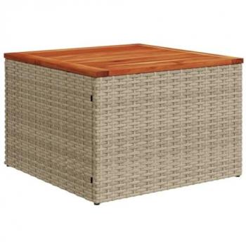 vidaXL Garden Table Beige 55x55x37 cm Poly Rattan and Acacia Wood