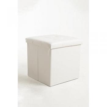 Puff Almacenaje Button 38 cm Polipiel Blanco