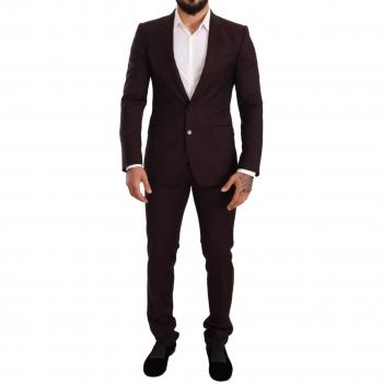 Bordeaux Wool MARTINI Slim Fit Suit - Dolce & Gabbana IT46 | S