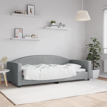 Cama de día gris claro 90x200 cm en tela
