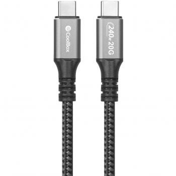 CoolBox COO-CAB-UC-240W Cable USB-C a USB-C PD 240W 1.2m Gris Trenzado 20Gbps Carga y Datos