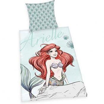 Herding Disney - Juego de Cama Reversible, diseño de La Sirenita de Disney, Funda nórdica de 135 x 200 cm, Funda de Almohada de 80 x 80 cm, algodón