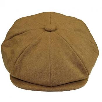 Infinity Leather Men's Peaky Blinders Tan Wool 8-Panel Newsboy Cap - Size Large
