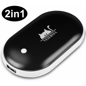VEIERSIA Calentador de Manos Recargable 5200mAh Recargable Banco de Energía, se Calienta Rápido Idea de Regalo de Invierno para Familiares y Amigos