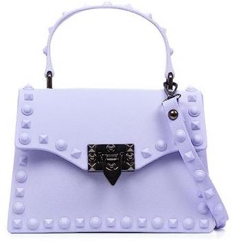 Bolso Tote Mini Libelulla de PVC con Grabado de Tachuelas y Cierre Exclusivo - Color Morado Claro 20x7,5x15 cm