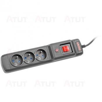 Regleta protectora Armac Multi M3, 3 enchufes, cable de 1,5 m, color negro