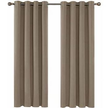 Deconovo Opaca Cortina Térmica Aislante y Ruido Reducción con Ojales 1 Par 135 X 240 Cm Caqui