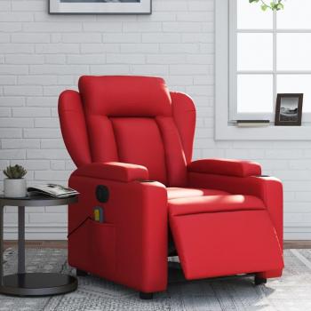 Sillón de masaje reclinable eléctrico de cuero artificial rojo Vidaxl Rojo con funciones de masaje, diseño ergonómico, tapizado en cuero sintético, color rojo y mecanismo reclinable