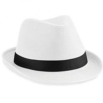 Sombrero Fedora Unisex Beechfield L/XL Blanco/Negro