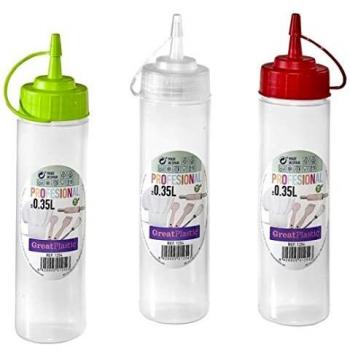 Great Plastic Bote Redondo Salsa 0,35 L. Botes para Alimentos, Multicolor, único