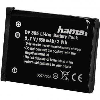 Hama - Li-Ion Battery DP 305 f/Olympus, Litio-Ion, 550 mAh, 3.7 V, 30 x 40 x 6 mm, Negro