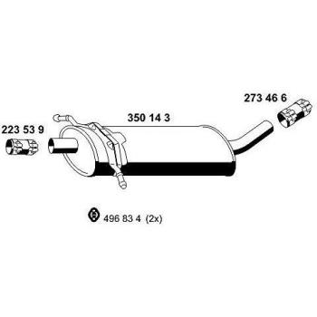 Silenciador Intermedio ERNST 350143 para Mercedes-Benz Clase A