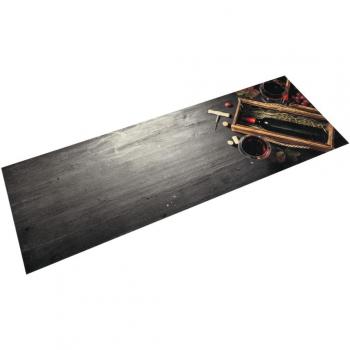 Alfombra de cocina lavable terciopelo botella de vino 60x180 cm