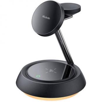 Cargador inalámbrico 3 en 1 Mcdodo de 15W para teléfono, TWS y Apple Watch, negro