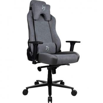 Arozzi Vernazza Vento - Silla Gaming Gris, ergonómica, con soporte lumbar ajustable, reposabrazos 2D, tapizado en tela de alta calidad, base de metal resistente y ruedas para fácil movilidad