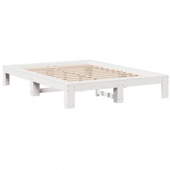 Cama sin colchón 140x190 cm de madera maciza de pino blanca