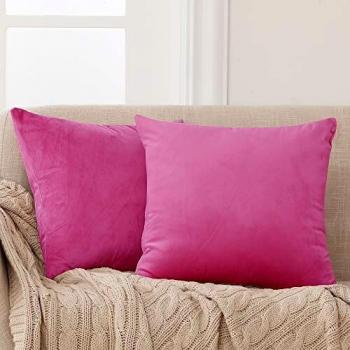 Deconovo Fundas para Cojines de Almohada del Sofá Cubierta Suave Decorativa Protector para Hogar 2 Piezas 65 x 65 cm Fucsia