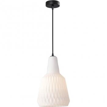 Lámpara colgante Lindby Belarion, opal, 1 luz, cristal, Ø 23 cm, Vintage en Blanco hecho de Vidrio e.o., para Salón & Comedor (1 llama, E27)