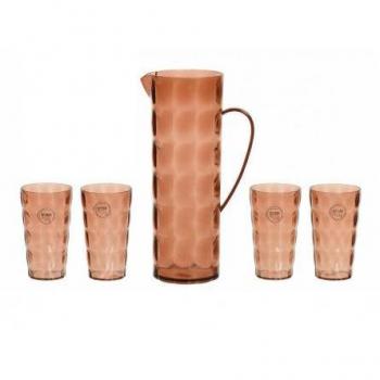 Set de jarra con vasos de plástico reciclado Marrón 5 Piezas