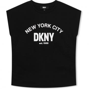 Camiseta de niña DKNY de manga corta con letrero frontal