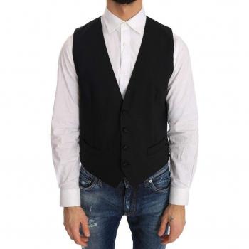 Dolce & Gabbana Black Wool Silk Vest - IT48 | M