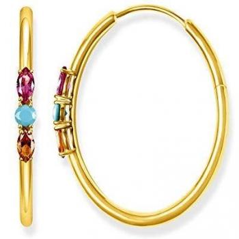 Pendientes de aro Royalty con piedras de colores en plata y baño de oro de 18K - Thomas Sabo