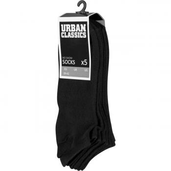 Urban Classics Unisex No Show Socks 5-Pack - Black EU35-38 to EU47-50