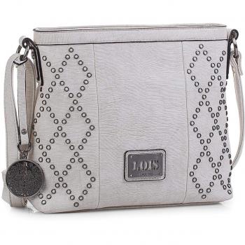 Lois - 93944 Bolso de Mujer Bandolera Ajustable. Bolsillo detrás con Cremallera. Llavero de la Marca. Piel sintética Polipiel, Color Blanco Roto