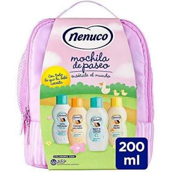 Nenuco Pack Bebé Mochila de Paseo color rosa, contiene colonia, jabón, champú y leche hidratante, 1 Paquete con 4 productos x 200 ml