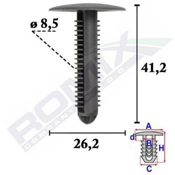 Perno de tapicería ROMIX C70608 - Perno de tapicería, fabricado en acero, acabado galvanizado, resistente a la corrosión, diseño para facilitar la instalación y asegurar una sujeción firme en proyectos de tap